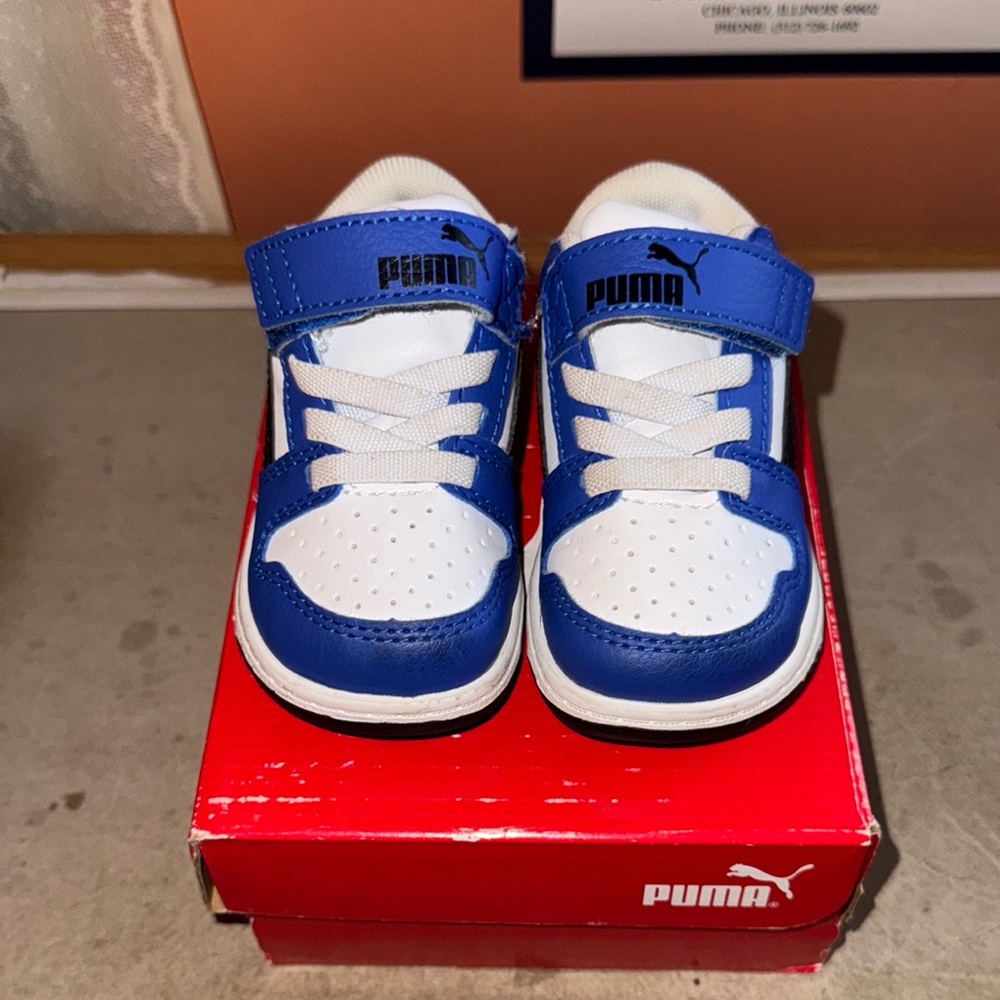 Puma Kids Blue and White Sneakers